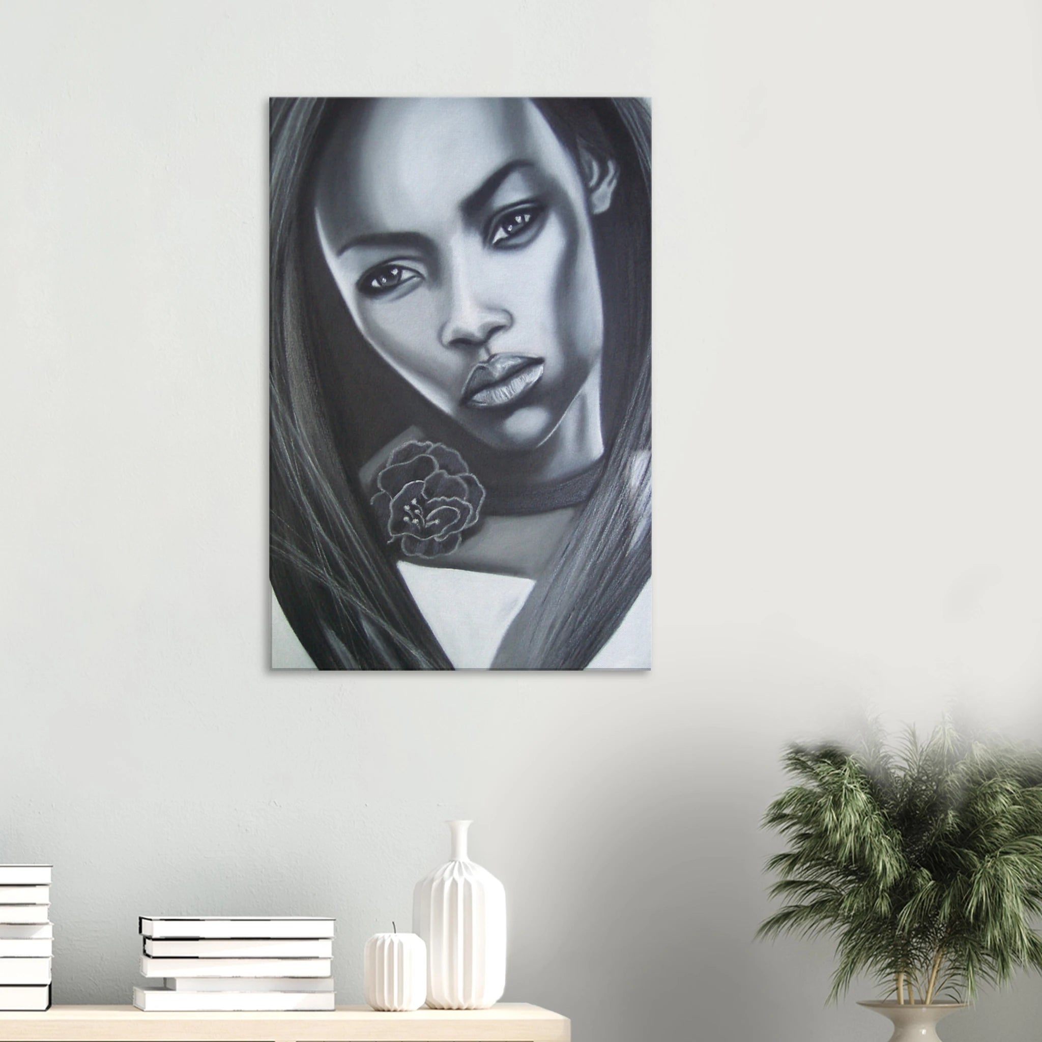 Atmospheric Charcoal Portrait - Layana - Canvas Print