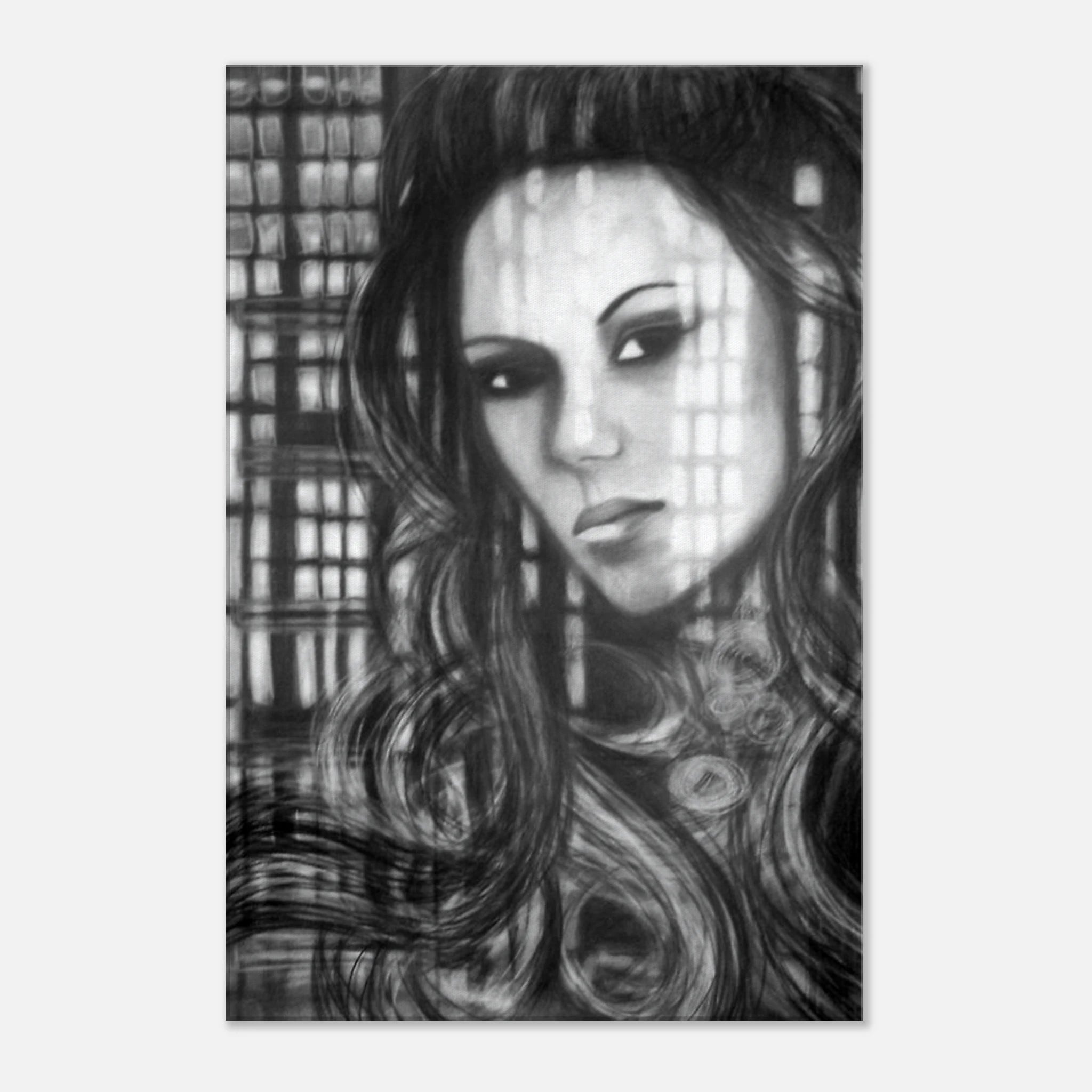 Contemporary Charcoal Portrait - Ashlyn - Canvas Print