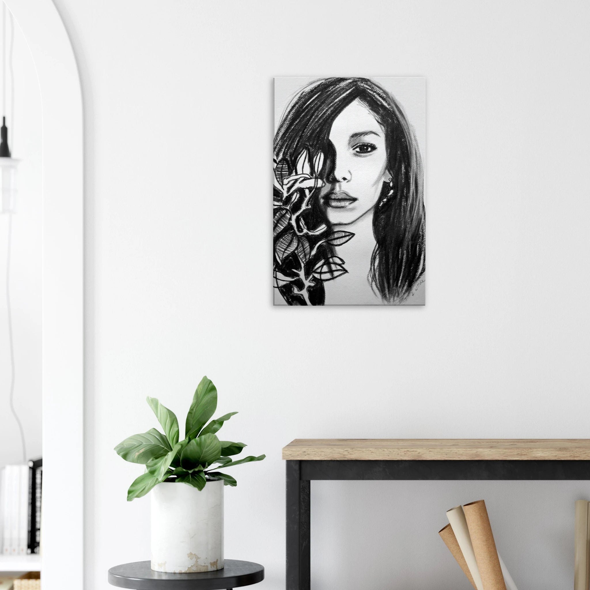Expressive Charcoal Portrait - Angie - Canvas Print