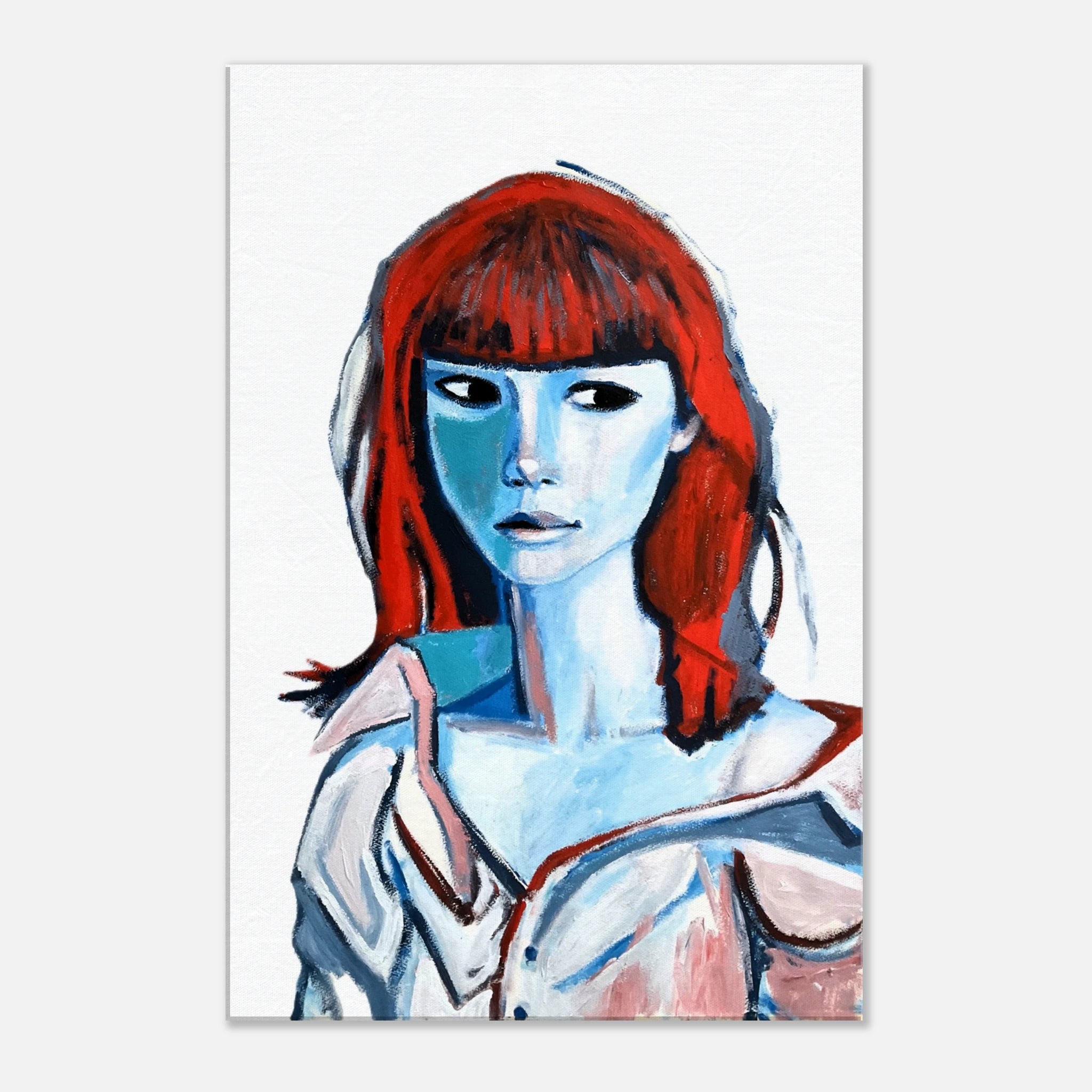 Drybrush Sketch - Woman in White Shirt - Canvas Print