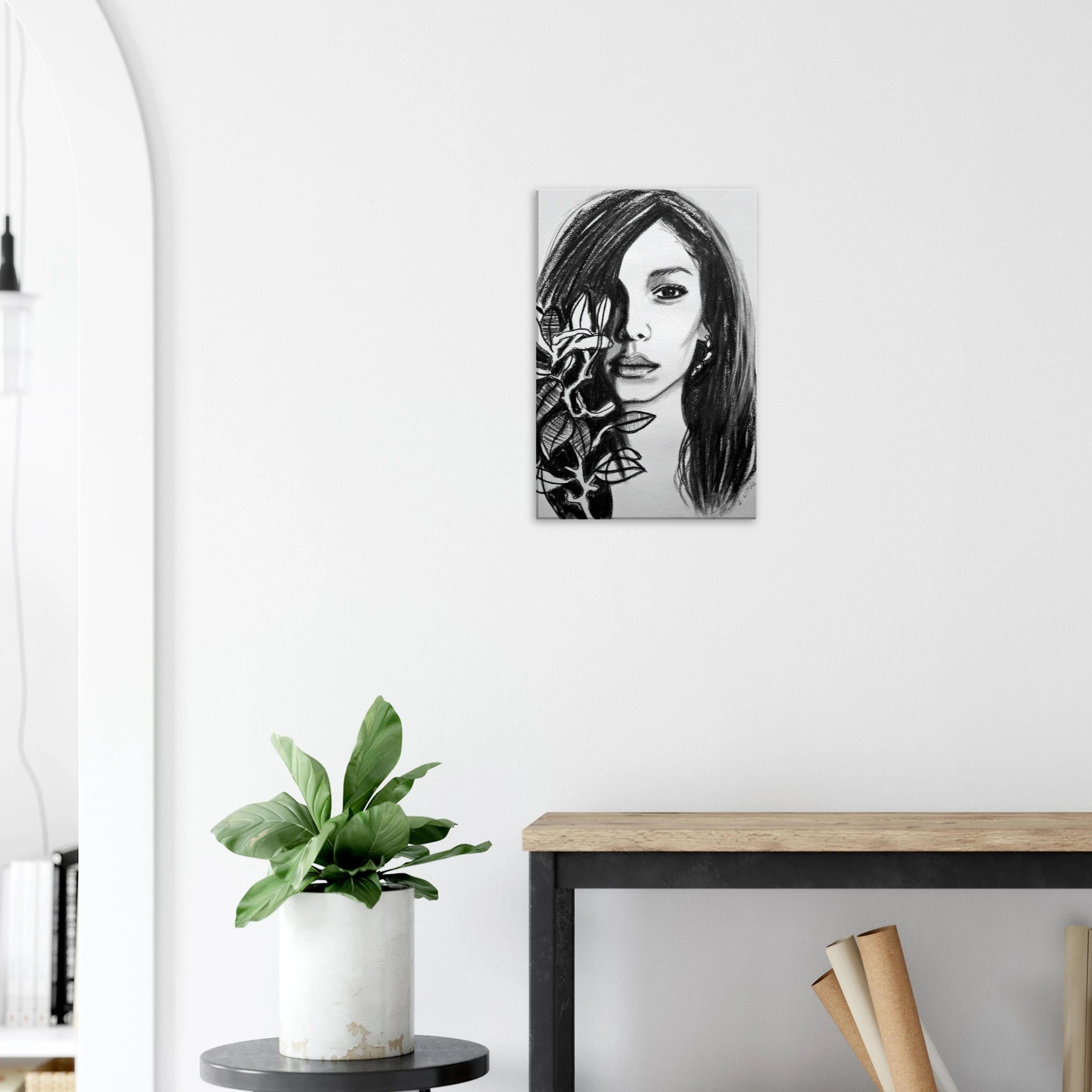 Expressive Charcoal Portrait - Angie - Canvas Print