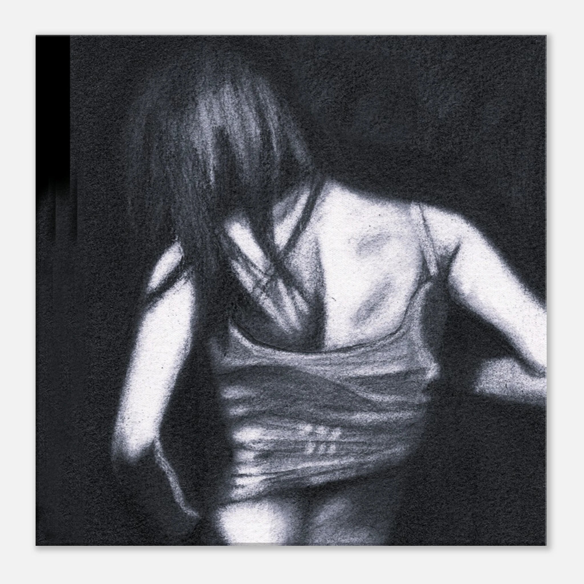 Atmospheric Graphite Drawing - Mia en Noir- Canvas Print