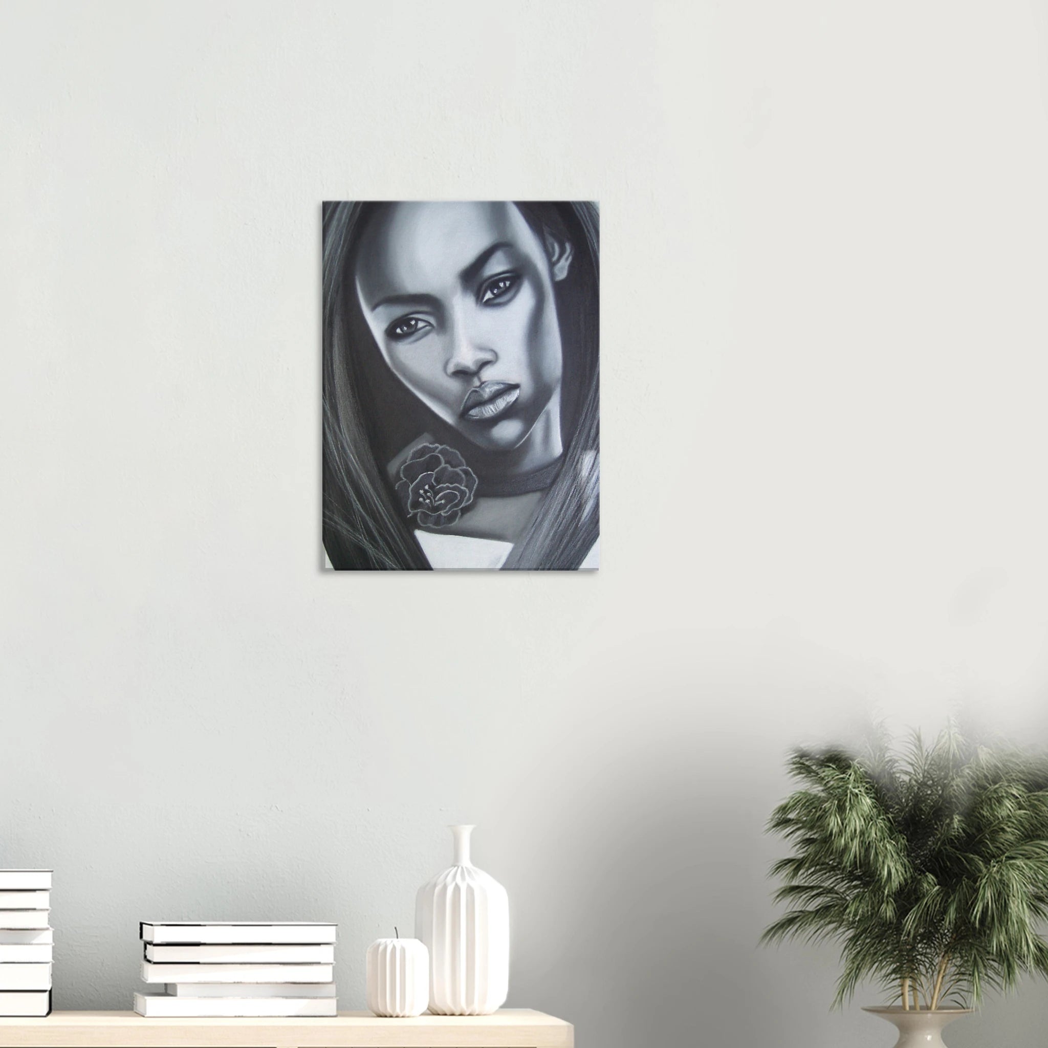 Atmospheric Charcoal Portrait - Layana - Canvas Print