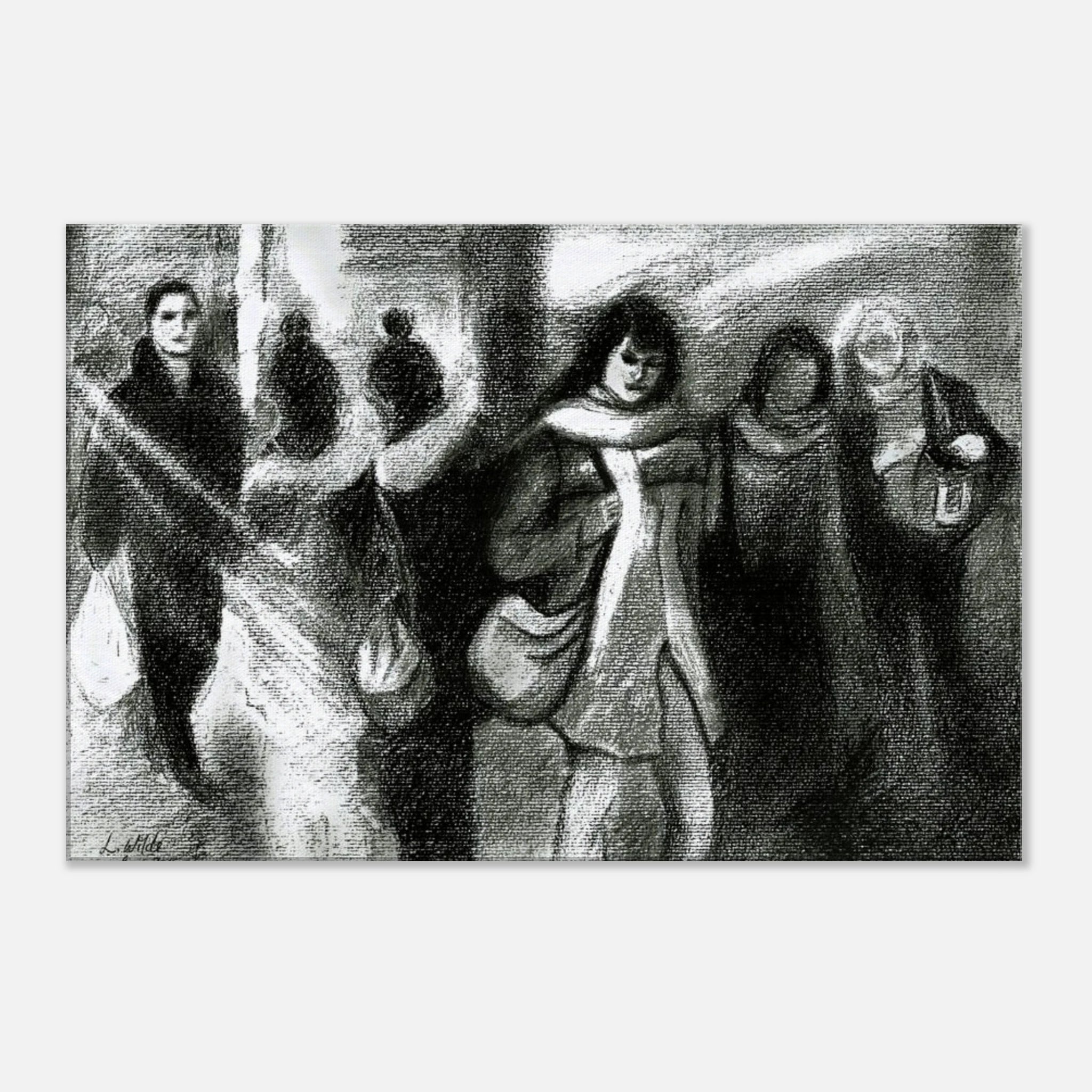 Charcoal Drawing of Central Station at 5pm - Canvas Print