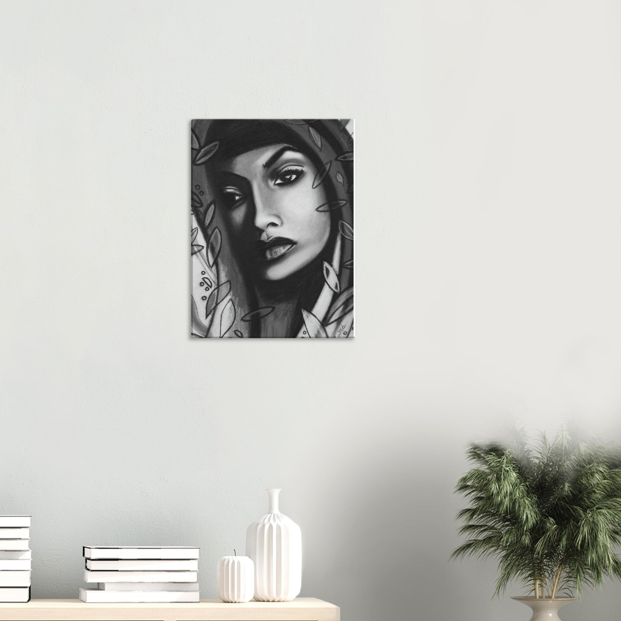 Beautiful Charcoal Portrait - Gita - Canvas Print
