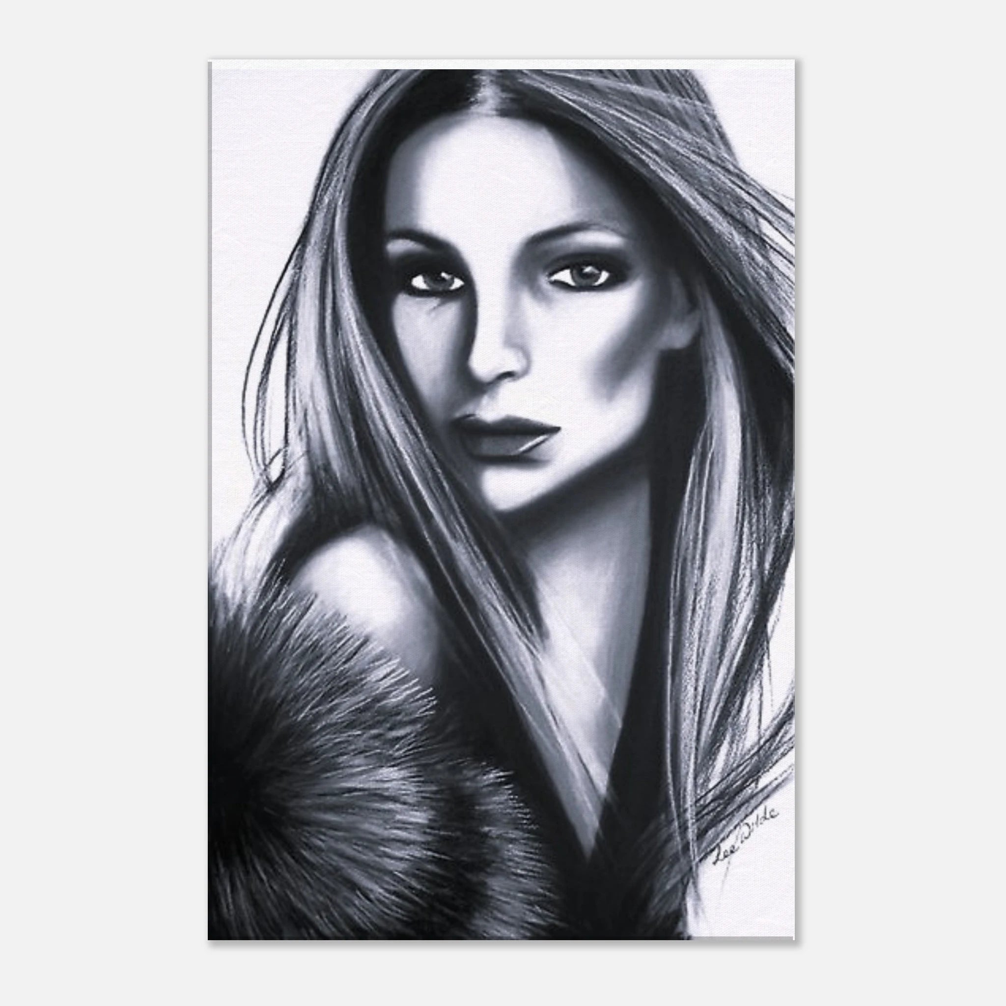 Elegant Charcoal Portrait - Christina - Canvas Print