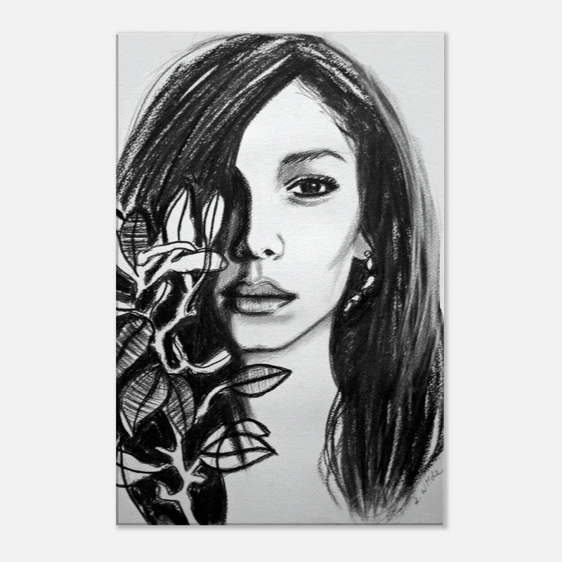 Expressive Charcoal Portrait - Angie - Canvas Print