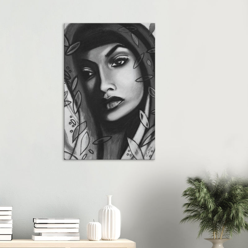 Beautiful Charcoal Portrait - Gita - Canvas Print