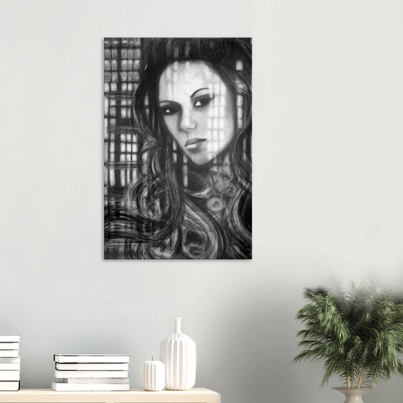 Contemporary Charcoal Portrait - Ashlyn - Canvas Print