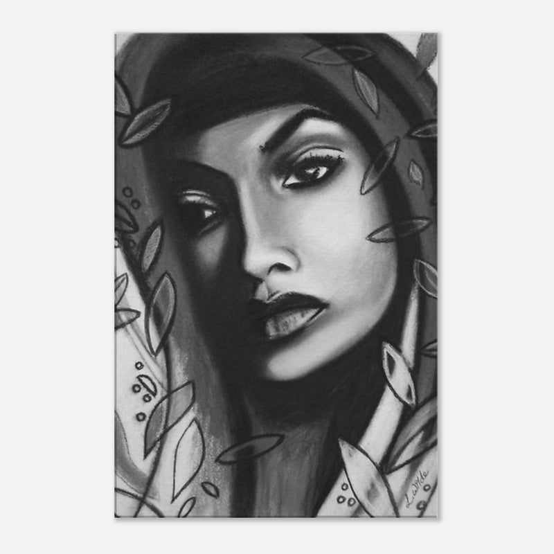 Beautiful Charcoal Portrait - Gita - Canvas Print