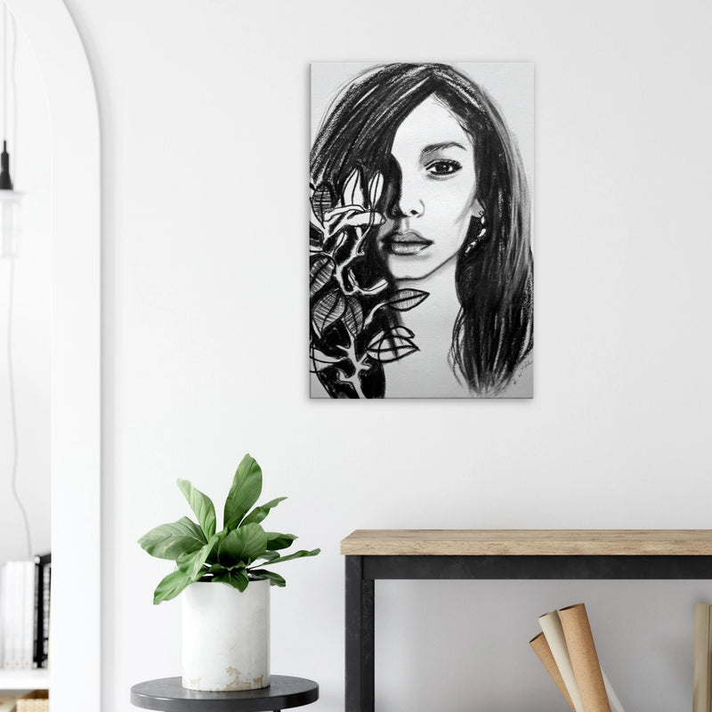 Expressive Charcoal Portrait - Angie - Canvas Print