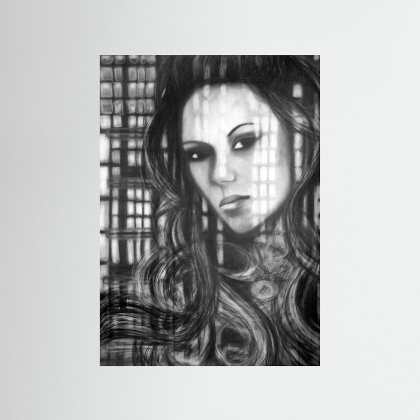 Contemporary Charcoal Portrait - Ashlyn - Giclee Print