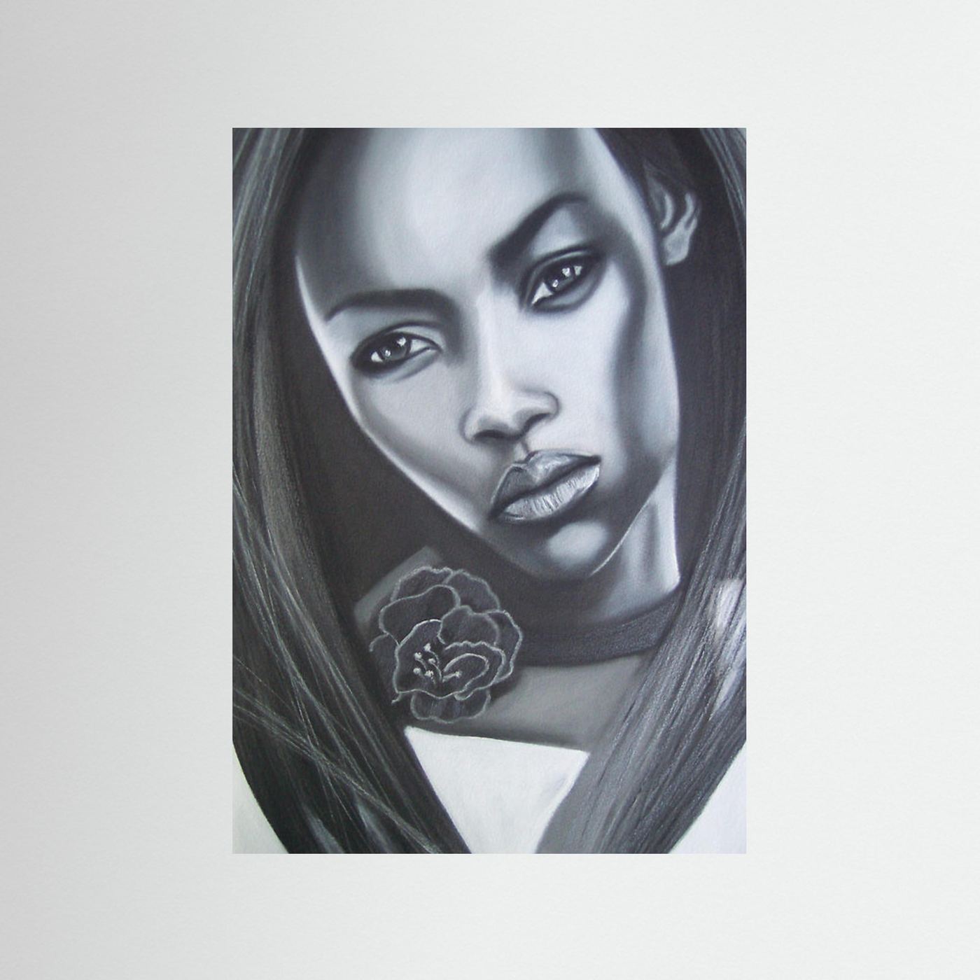 Layana - Atmospheric Charcoal Portrait - Giclee Print