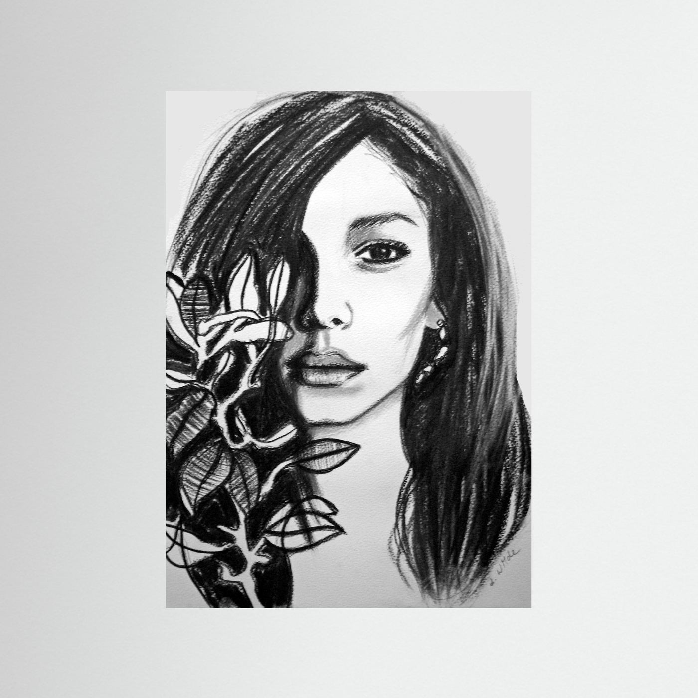 Angie - Expressive Charcoal Portrait - Giclee Print