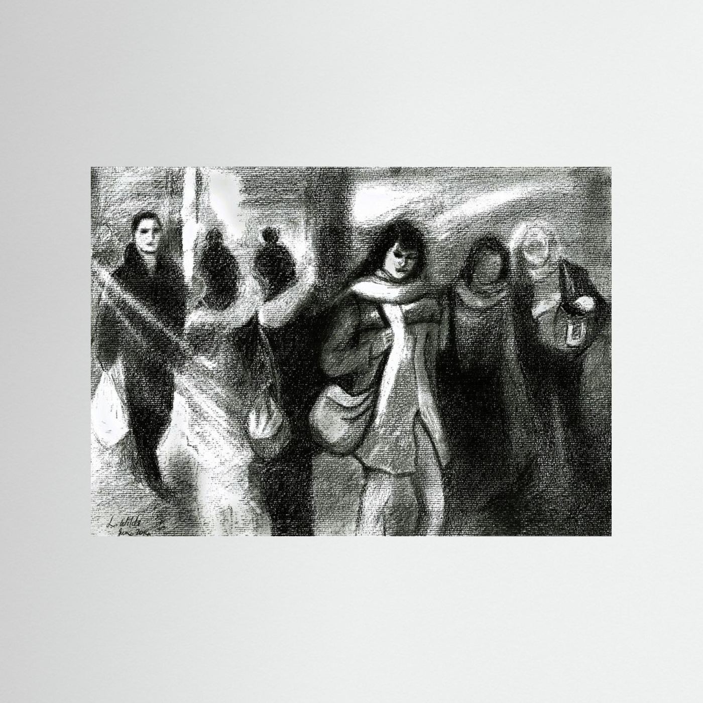 Charcoal Drawing of Central Station at 5pm - Giclee Print