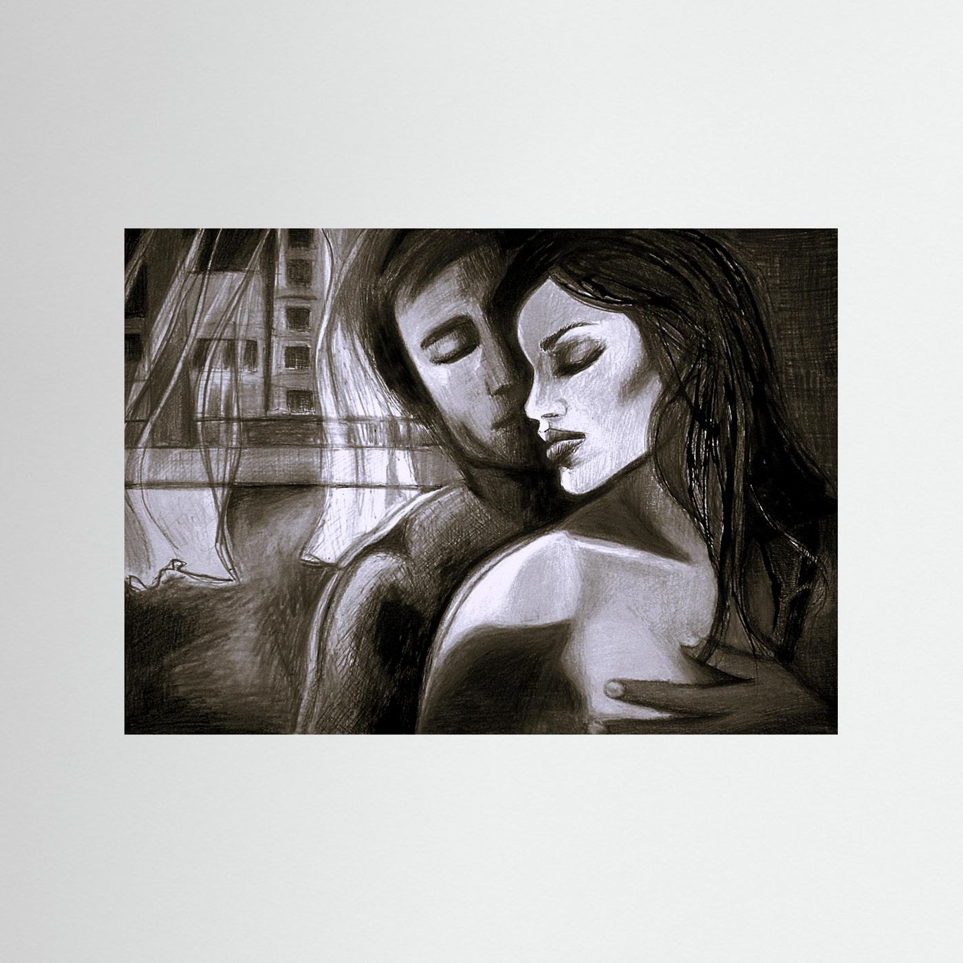 Atmospheric Charcoal Drawing - Glenferrie Road - Giclee Print
