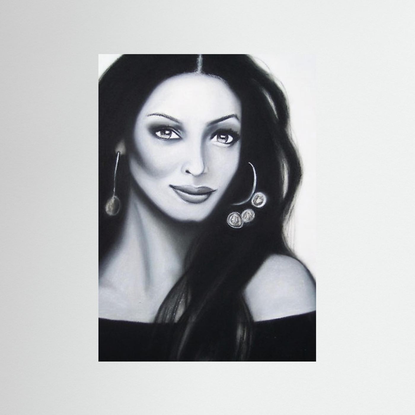 Cheya - Beautiful Charcoal Portrait - Giclee Print